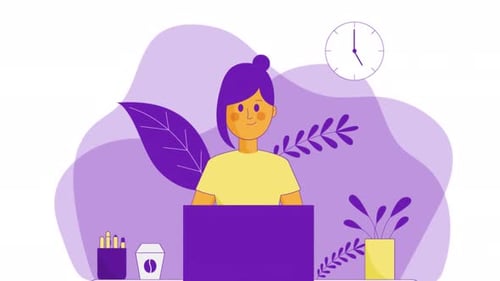 Girl Working At Desk 4K