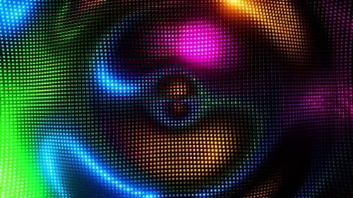 Cubos multicolores que giran radialmente