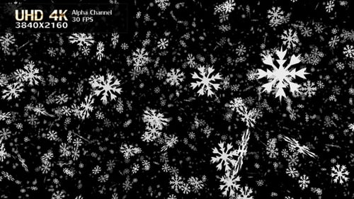 White Falling Snowflakes Seamless Loop Animation Overlay