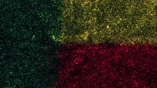 Sparkling Glitter Particles Background Loop with Green Yellow Red