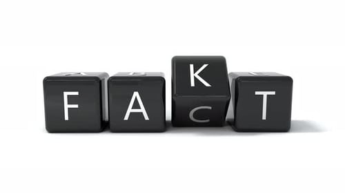 Animated 3D Cubes Transition from Fact to Fake Word