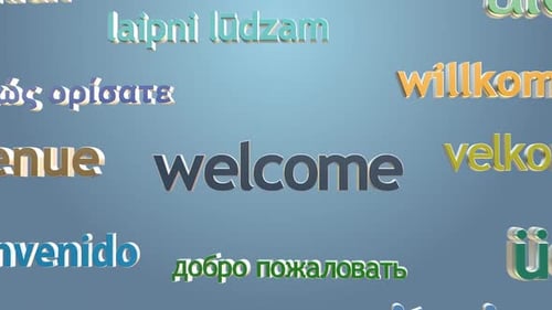 Animated 3D Welcome Text in Various Languages
