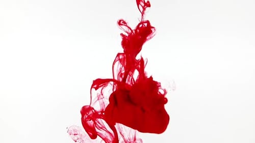 Red Ink Swirling Dynamically in Water, Abstract Fluid
