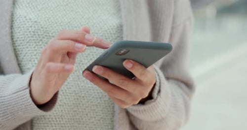 Close up of smart mobile phone at outdoor