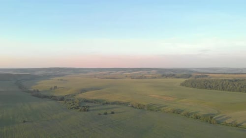 Panorama of fields and forests