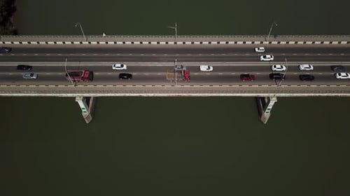 Drone's Eye View Aerial View of Bridge From Top with Copy Space