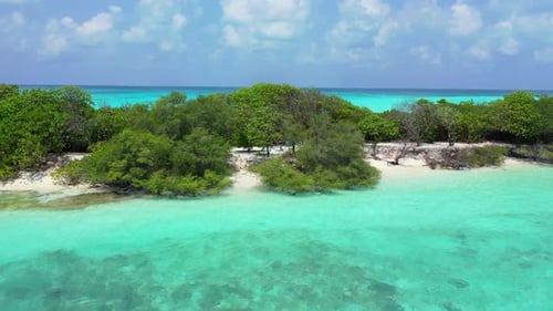 Aerial top view nature of relaxing tourist beach holiday by blue sea and white sand background of ad