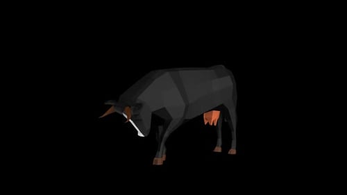 Low Poly Animated Cow Grazing Loop