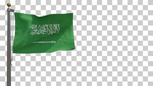 Saudi Arabia Flag Waving Animation on Transparent Alpha Channel