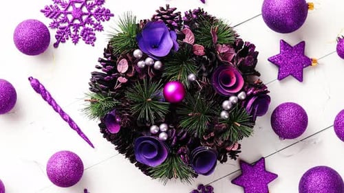 Festive Christmas Floral Arrangement in Purple Tones