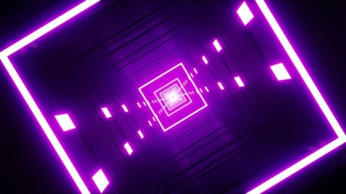 Glowing Purple Light Square Tunnel VJ Loop