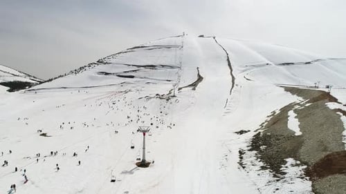 Snowy Mountains And Ski Center Aerial View 12