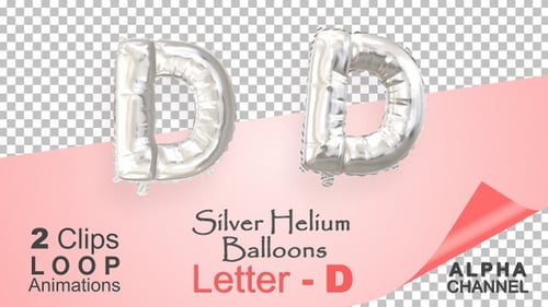 Animated Silver Foil Letter D Balloon Loop