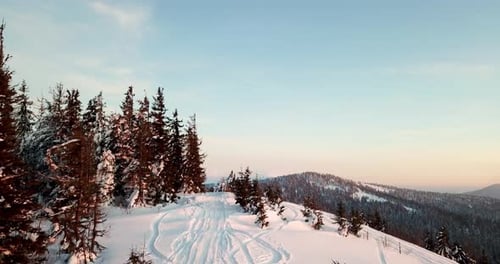 From Great Heigh Fairytale Mountain Landscape Snow Covered Alpine Sharp Peaks