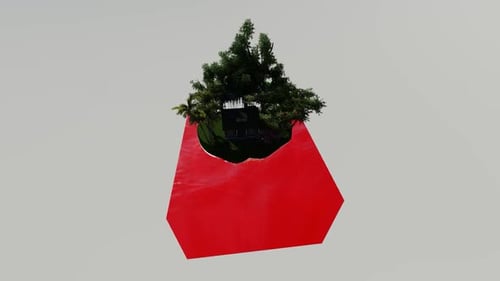 Mar rojo isométrico junto al bosque