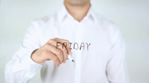 Friday Businessman Writing on Glass