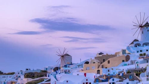 Timelapse del famoso destino turístico griego de Oia, Grecia
