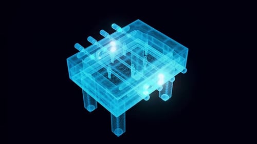 Futuristic Hologram Foosball Table Spinning Animation