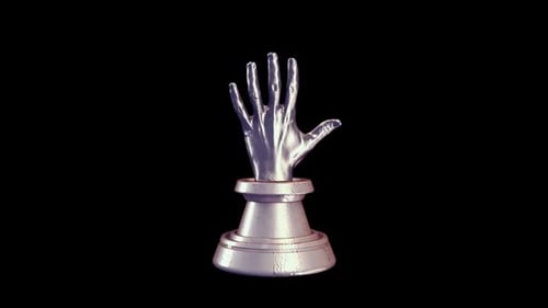 Animated 3D Metallic Hand Vulcan Salute on Pedestal