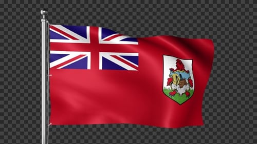 Waving Bermuda Flag with Realistic Cloth Animation and Alpha Channel