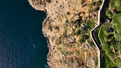 Old Fortress on the Mountain Aerial View 4 K