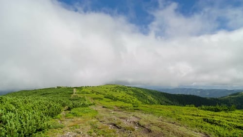 Clouds Moving over Mountains Hiking Trail