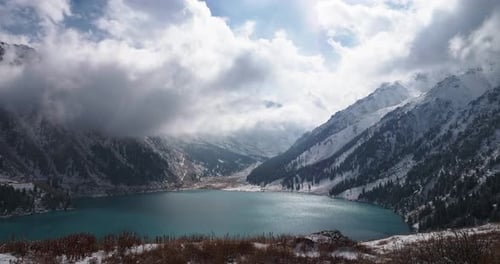 Mountain Lake. Time Lapse. Looped
