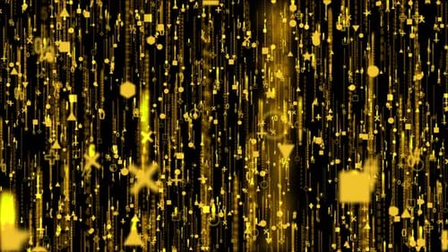 Futuristic Golden Digital Data Rain Animated Background