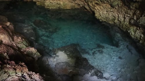 Cave with Fresh Water Underground River Cave Under the Cliffs Zanzibar Kuza Cave
