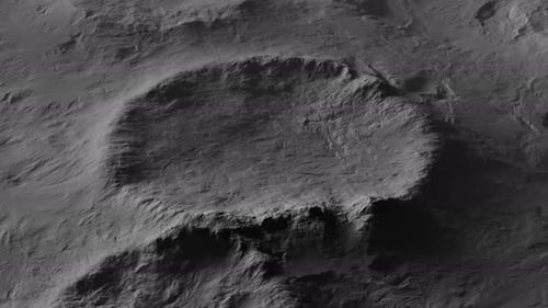 Monochromatic animation of mars or moon surface in space. Exploring the cosmos.
