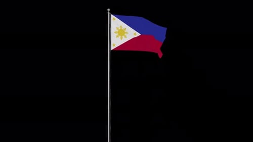 Philippines Flag Waving on Flagpole Animation