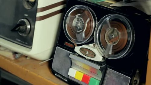 Vintage Reel to Reel Player Spins