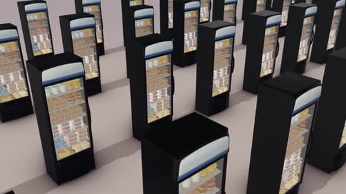 A Lot Of Market Fridge 01 In A Row Hd