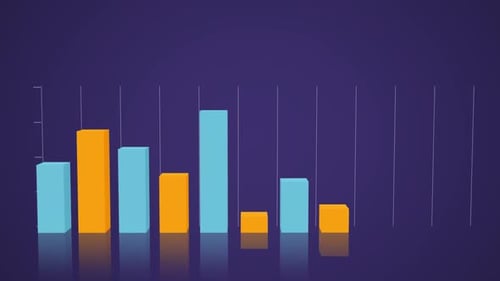 Orange and blue 3d block graph