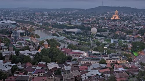 Day to night timelapse of Tbilisi city