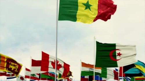 Animated Waving National Flags Representing Global Diversity