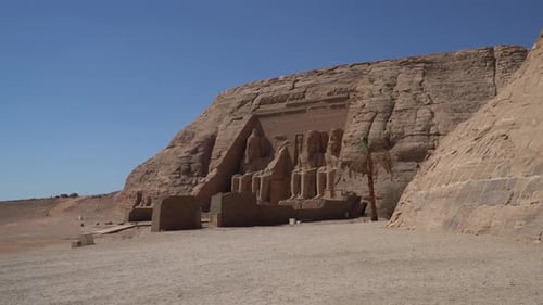 Aswan, Egypt : Great Abu Simbel temple of Pharaoh Ramses II in southern Egypt in Nubia next to Lake