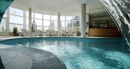 Sunbeds in the Indoor Swimming Pool