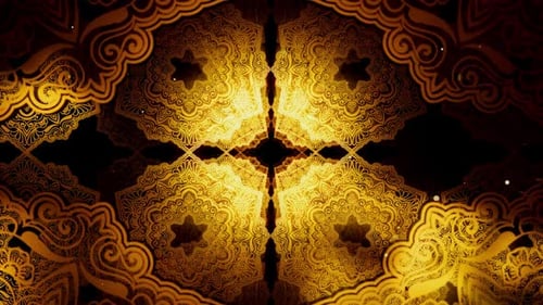 Festive Golden Ornate Mandala Background Loop