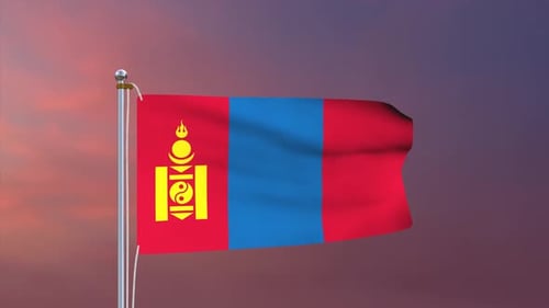 Realistic 3D Mongolian Flag Waving Animation
