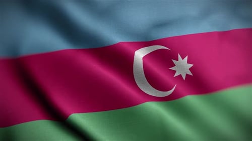 Waving Flag of Azerbaijan with Fabric Texture