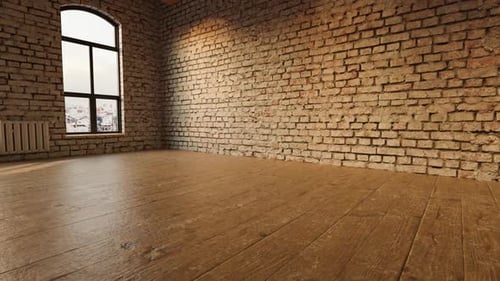 Empty Studio Loft With White Bricks