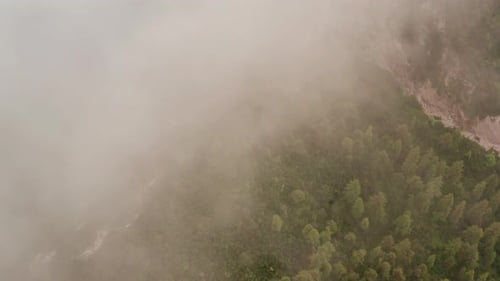 Beautiful Mountain Scenery Almost Covered with Thick Fog