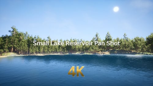 Small Lake Reservoir Pan Shot 4K