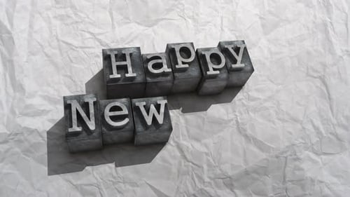 Happy New Year Letterpress Text Reveal Animation