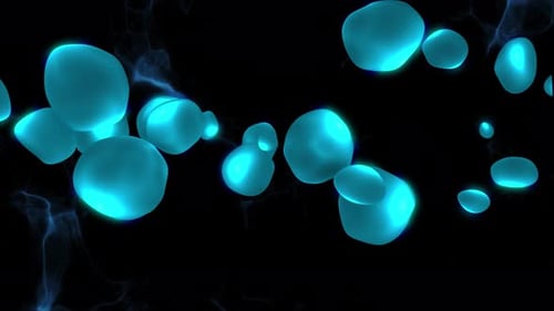 Fluid Organic Blue Glowing Cells Abstract Background Loop