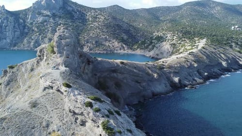 Aerial Footage Above Famous Paradise Bay in Crimea