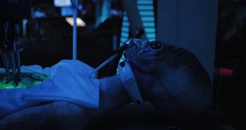 Close up of Alien Being in Futuristic Lab