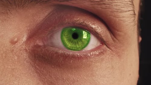 Macro Shot para un joven con ojos verdes