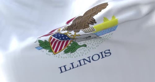 Realistic Waving Illinois State Flag with Seamless Loop Animation